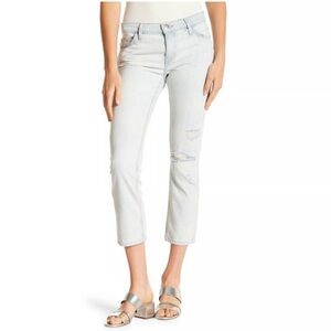 Current Elliot Relaxed Fit Mid-Rise Light Wash Distressed Ankle Jeans Size 27